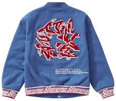 Supreme Support Unit Varsity Jacket Light Blue Supreme Support Unit Varsity Jacket Light Blue