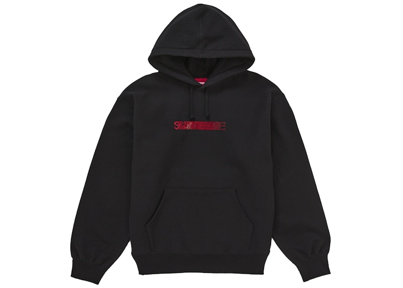 Supreme Swarovski Motion Logo Hooded Sweatshirt Black