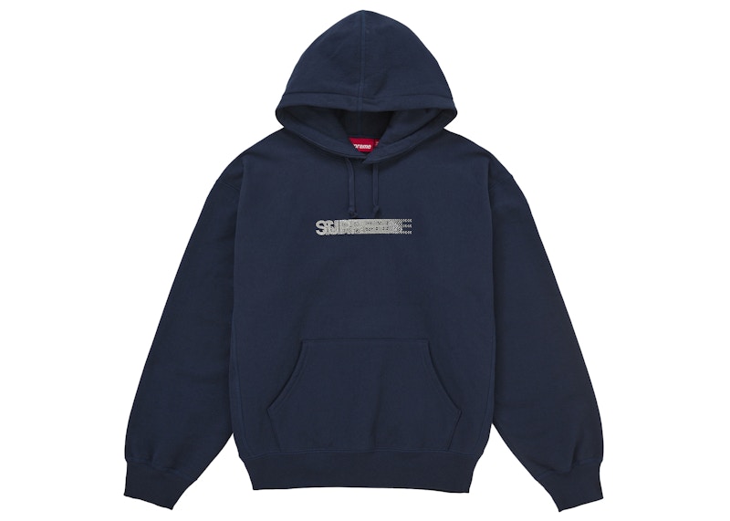 Supreme Swarovski Motion Logo Hooded Sweatshirt Navy
