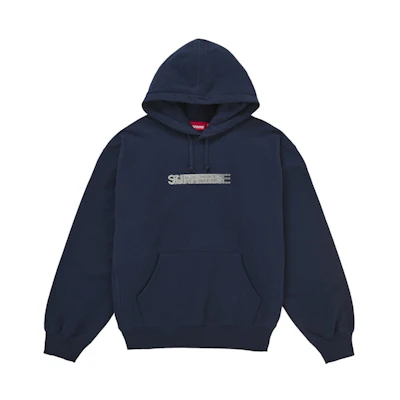 Supreme Swarovski Motion Logo Hooded Sweatshirt Navy