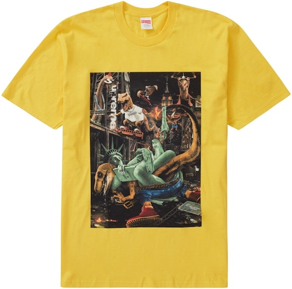 supreme-t-rex-tee-yellow