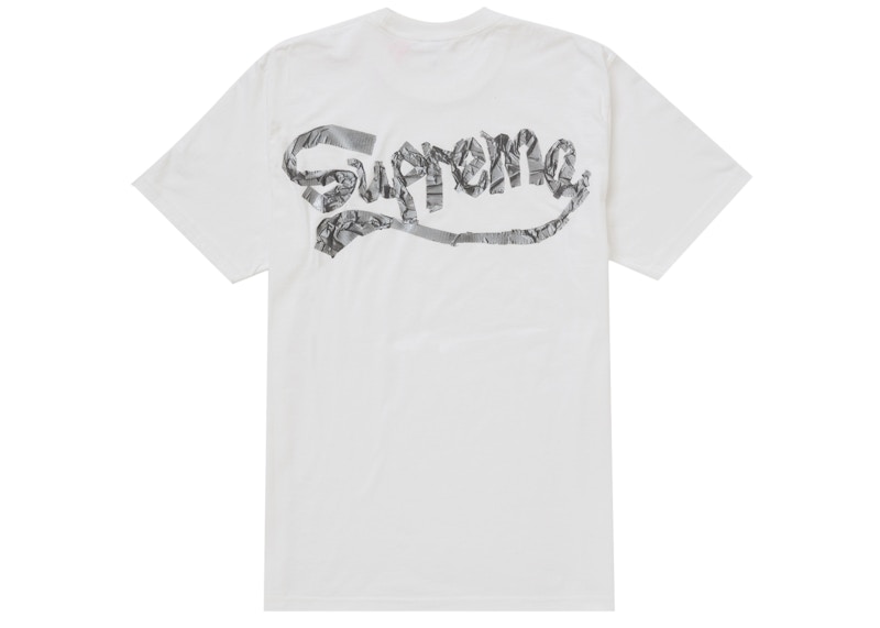 Buy Supreme 胶带标志白色T恤