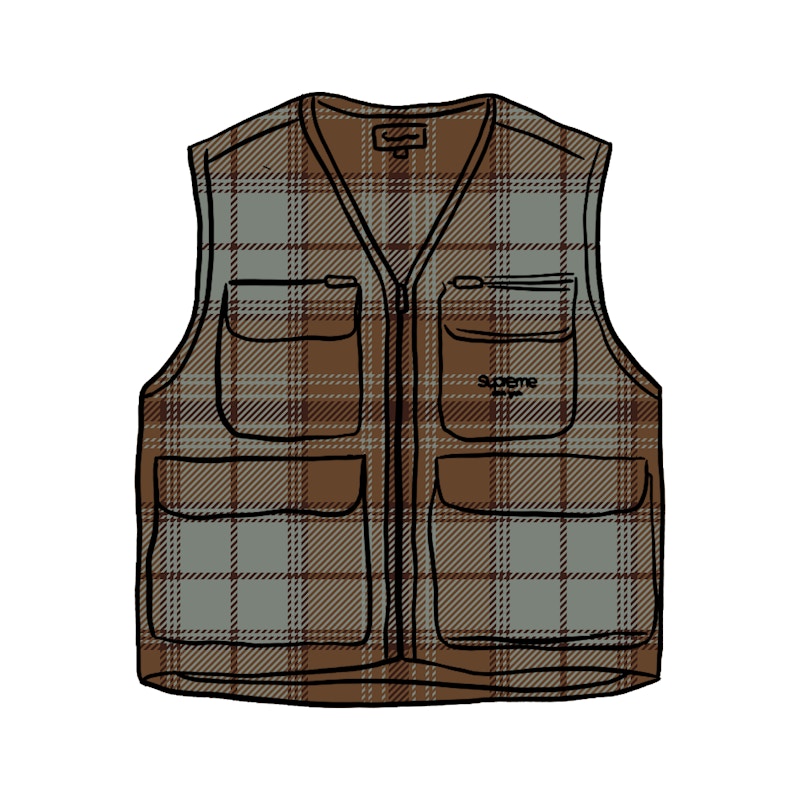 Supreme Tartan Flannel Cargo Vest Black