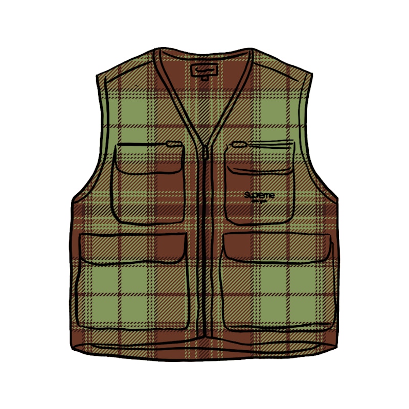 トップス supreme Tartan Flannel Cargo Vest 20aw Supreme Tartan Flannel Cargo Vest (FW20) - $148