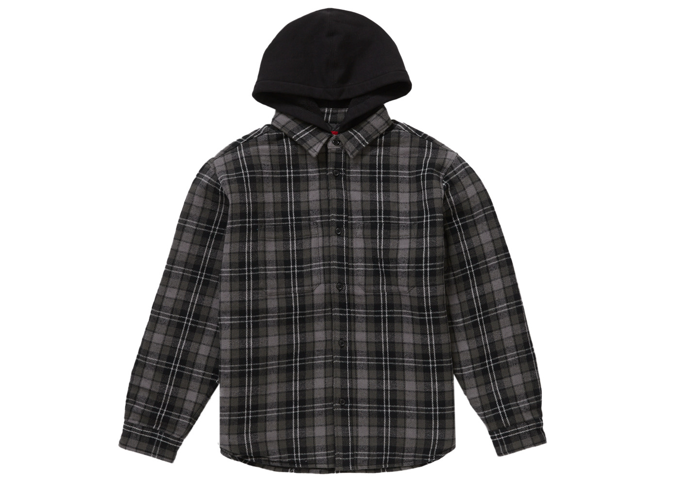 Supreme Tartan Flannel Hooded Shirt Black - Novelship