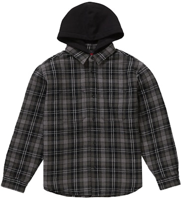 Supreme Tartan Flannel Hooded Shirt Black