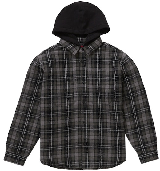 supreme-tartan-flannel-hooded-shirt-black