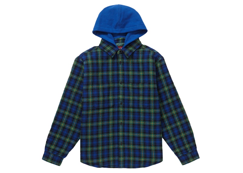 Buy Supreme Tartan Flannel Hooded Shirt Blue - Novelship