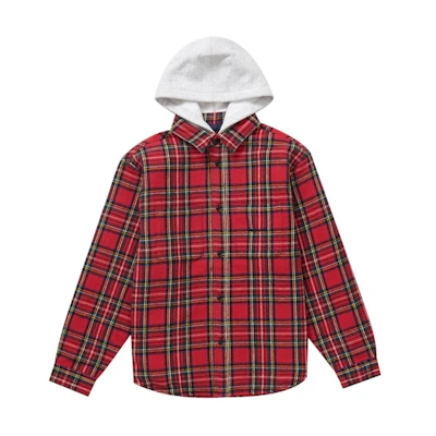 Supreme Tartan Flannel Hooded Shirt Red