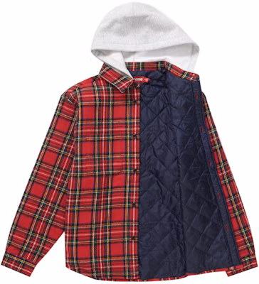 Supreme Tartan Flannel Hooded Shirt Red Novelship