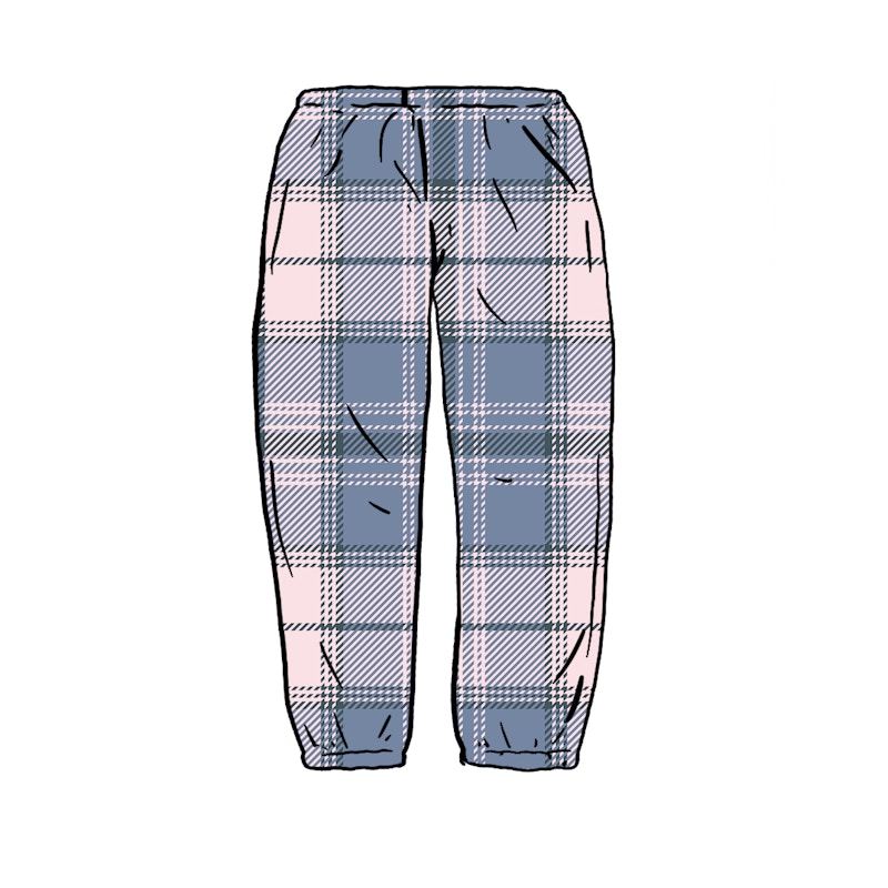 Buy Pantalones Skate Supreme Tartan Flannel Rosa Pálido
