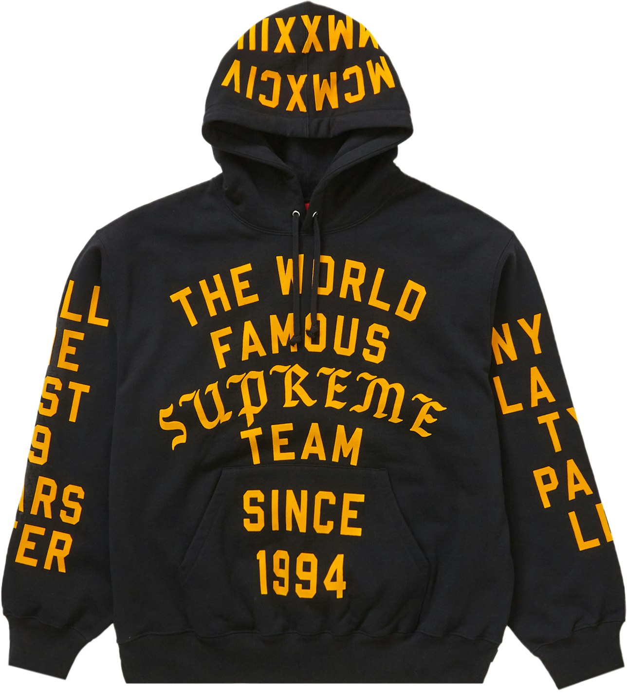 Supreme Team Flocked Hooded Sweatshirt Black - Novelship