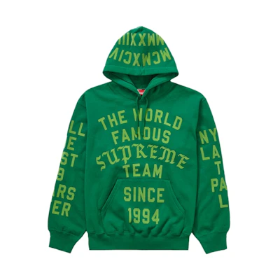 Supreme Team Flocked Hooded Sweatshirt Green
