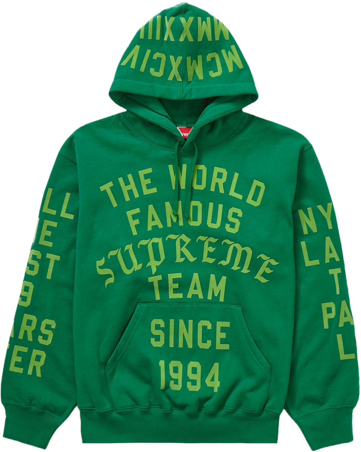 Supreme Team Flocked Hooded Sweatshirt Green - Novelship