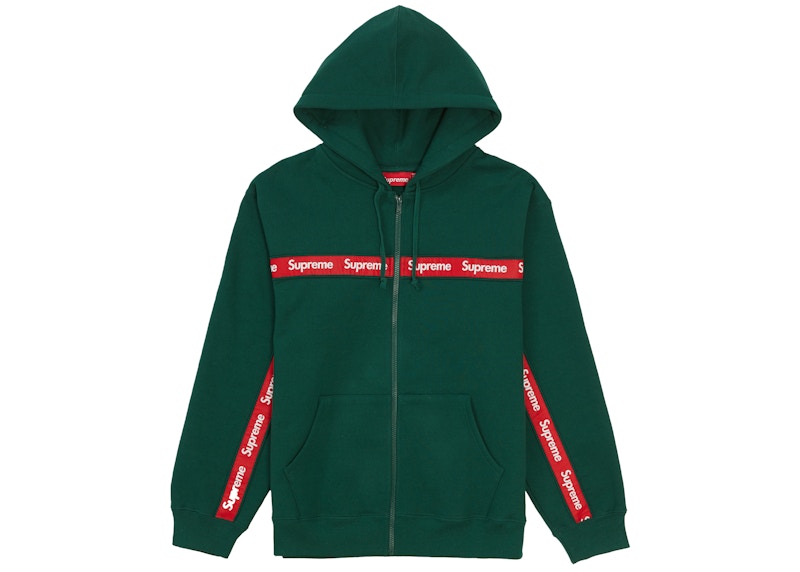 Buy Supreme Text Stripe Hooded Sweatshirt Dark Green