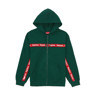 Supreme Text Stripe Hooded Sweatshirt Dark Green