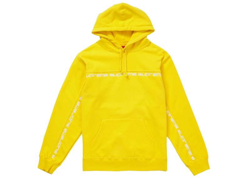 Supreme Text Stripe Hooded Sweatshirt Yellow