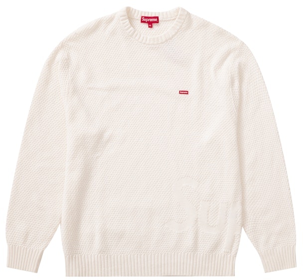 supreme-textured-small-box-sweater-white