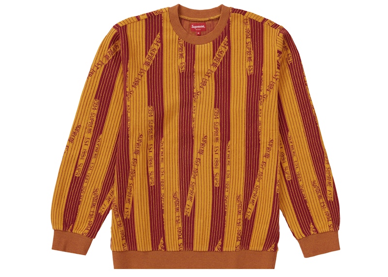 Supreme Textured Stripe Crewneck Yellow