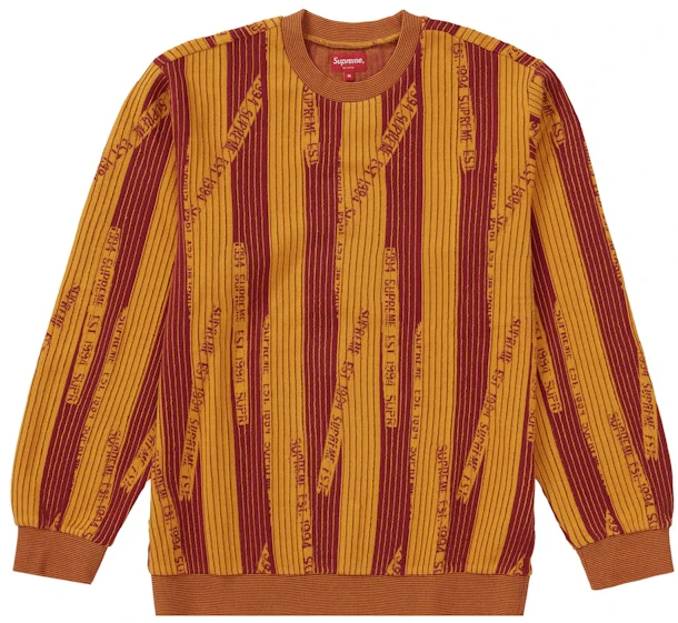 supreme-textured-stripe-crewneck-yellow