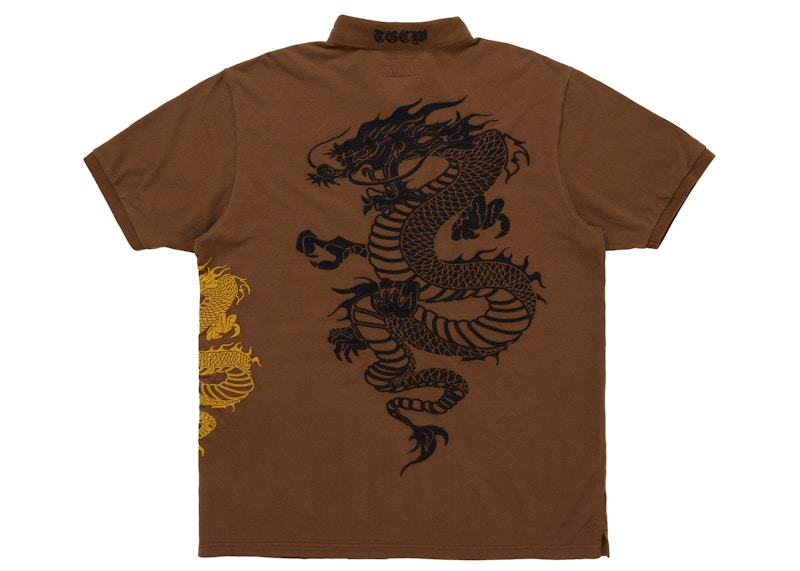 Order Supreme 长城龙纹棕色短袖POLO衫