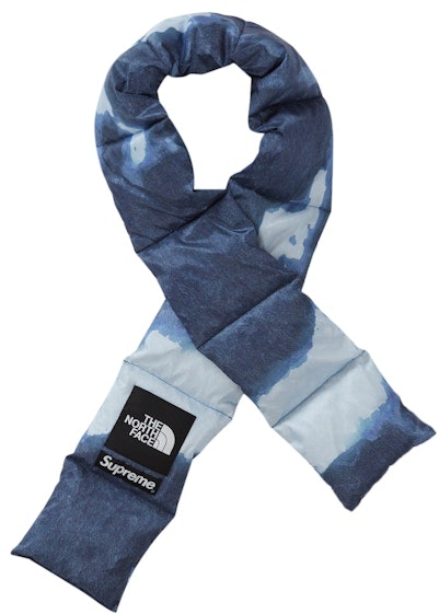 supreme-the-north-face-bleached-denim-print-700-fill-down-scarf-indigo