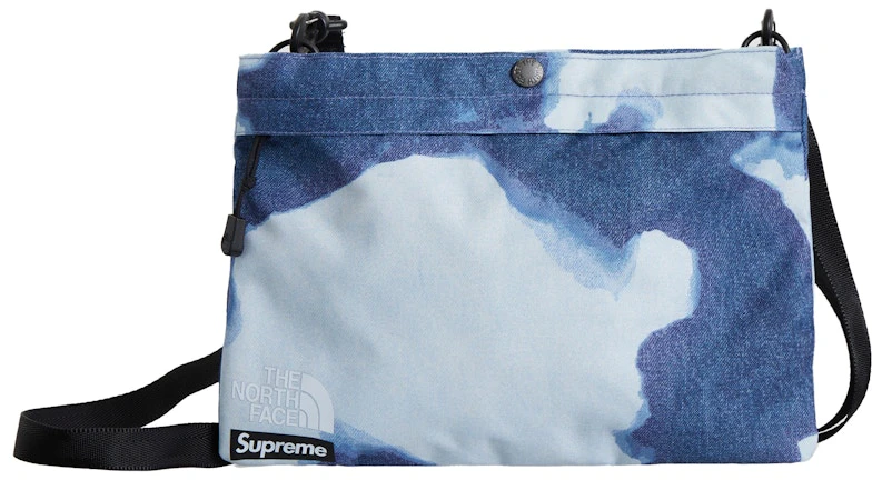 supreme-the-north-face-bleached-denim-print-shoulder-bag-indigo