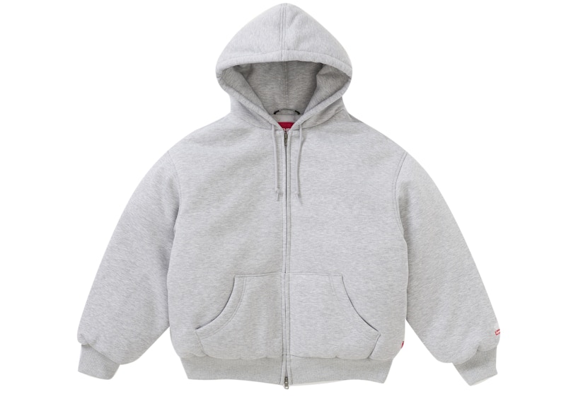 Supreme The North Face Down Filled Zip Up Hooded Sweatshirt Heather Grey