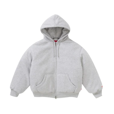 Supreme TNF Down Filled Zip Up Hooded Sweatshirt Heather Grey