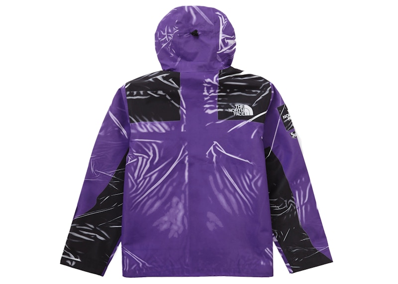 Order Supreme The North Face Jaket Trompe L'oeil Ungu Corak Tahan Air.