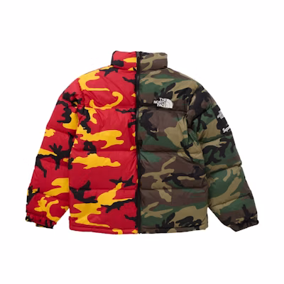 Supreme TNF Split Nuptse Jacket Woodland Camo
