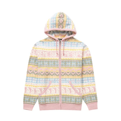 Supreme TNF Zip Up Hooded Sweater Pink
