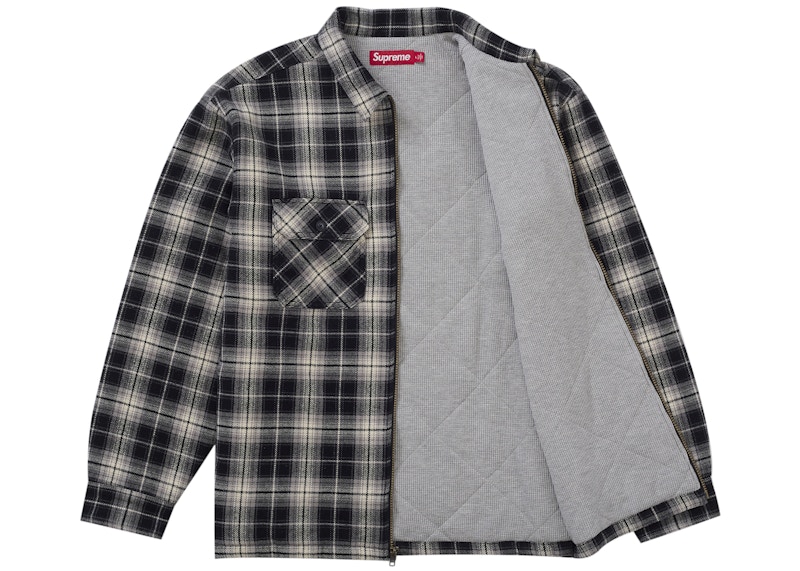 Order Supreme 黑色加绒拉链法兰绒衬衫