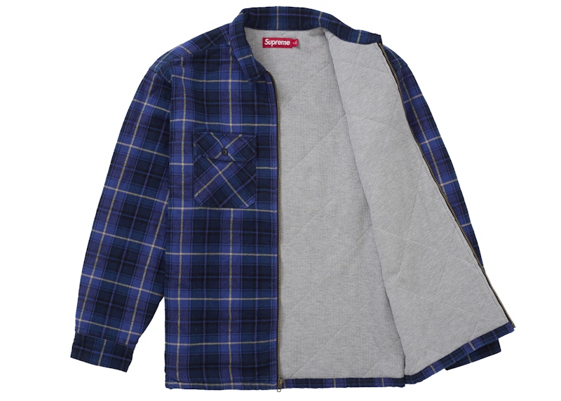 Supreme Thermal Lined Zip Up Flannel Shirt Blue 圖 2
