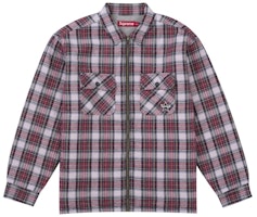 Supreme Thermal Lined Zip Up Flannel Shirt Red Supreme Thermal Lined Zip Up Flannel Shirt Red