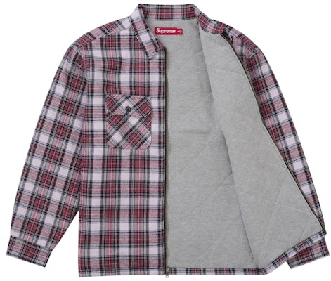Supreme Kemeja Flanel Berlapis Thermal dengan Resleting Merah. Order Supreme Kemeja Flanel Berlapis Thermal dengan Resleting Merah.