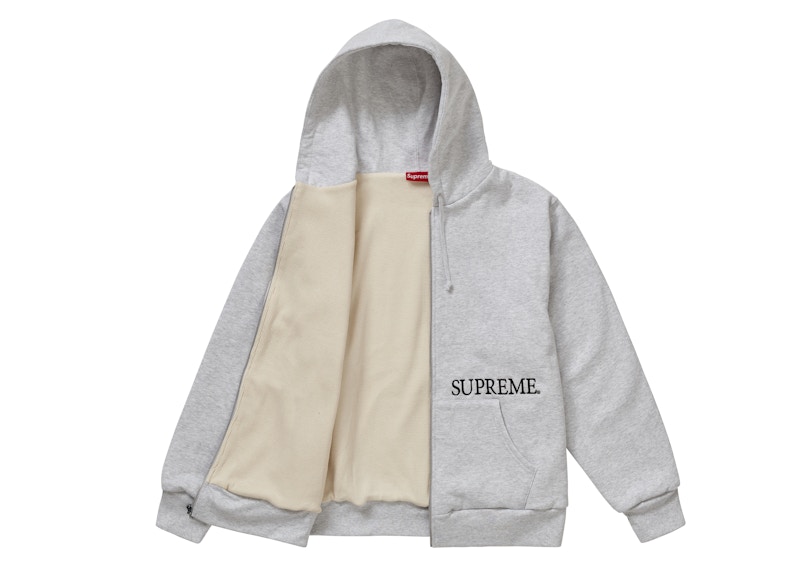 Order Supreme Thermal Zip Up Sweatshirt Ash Grey