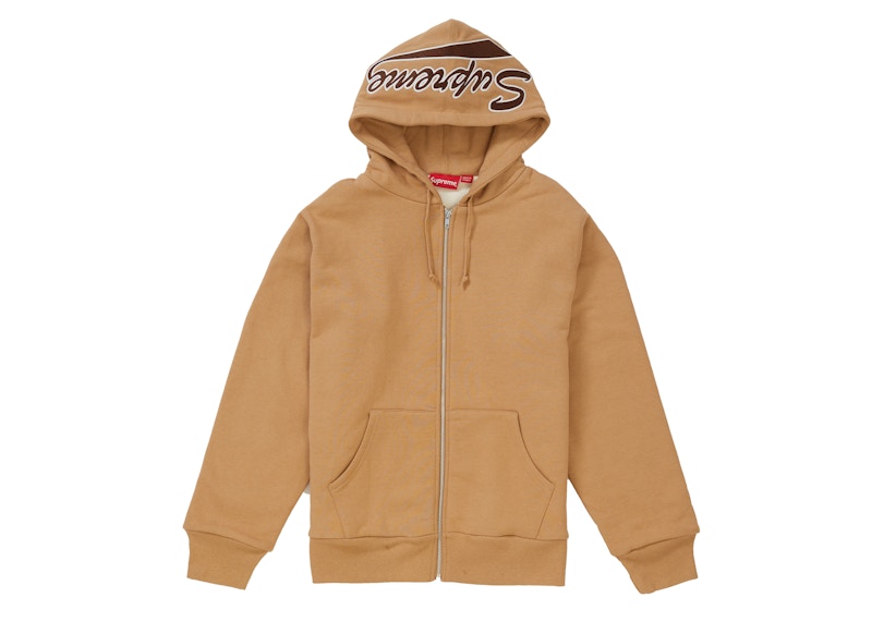Supreme Thermal Zip Up Sweatshirt Light Brown