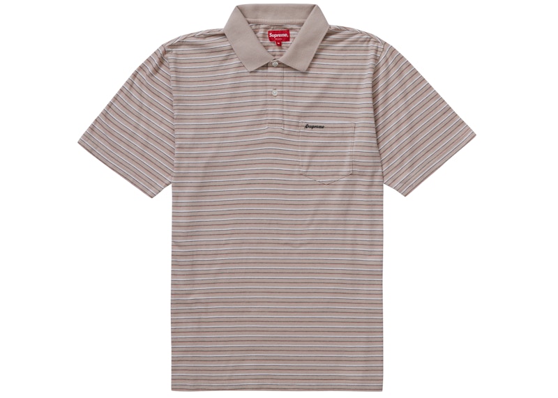 Supreme Thin Stripe Polo Tan