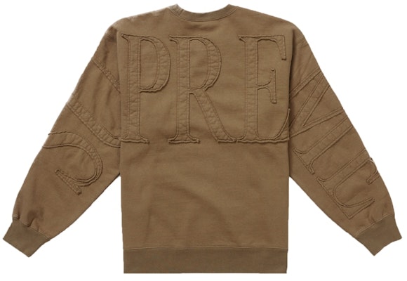 Supreme Tonal Applique Crewneck Olive Brown Order Supreme Tonal Applique Crewneck Olive Brown
