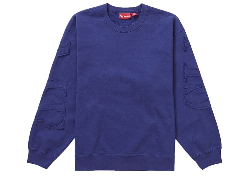 Buy Supreme同色绣标圆领卫衣水洗海军蓝