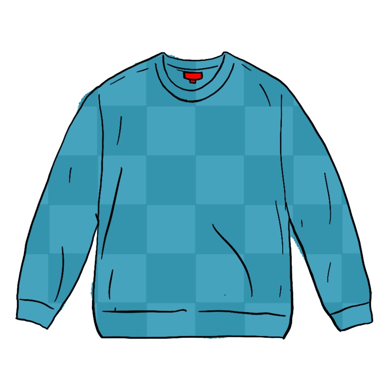 Supreme Tonal Checkerboard Small Box Sweater Teal