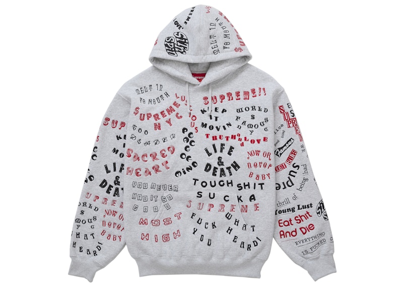 Supreme Too Deadly Hooded Sweatshirt Ash Grey