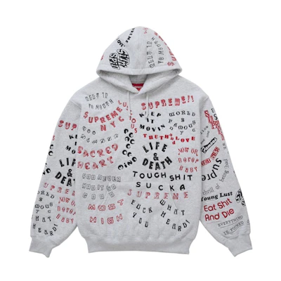 Supreme Too Deadly Hooded Sweatshirt Ash Grey