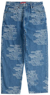 Supreme Trademark Jacquard Baggy Jean Washed Blue Buy Supreme Trademark Jacquard Baggy Jean Washed Blue