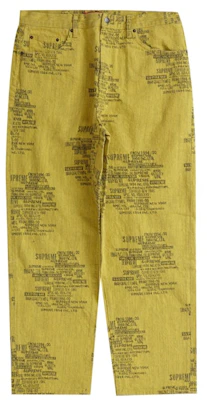 Supreme Trademark Jacquard Baggy Jean Washed Yellow Buy Supreme Trademark Jacquard Baggy Jean Washed Yellow