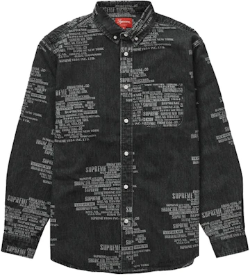Supreme Trademark Jacquard Denim Shirt Washed Black Buy Supreme Trademark Jacquard Denim Shirt Washed Black