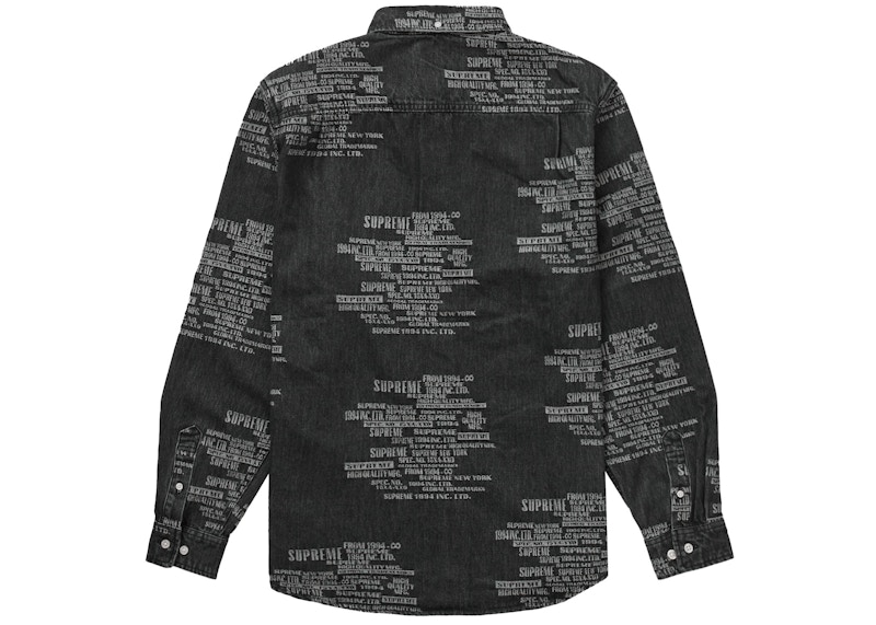 Order Supreme Trademark Jacquard Denim Shirt Washed Black