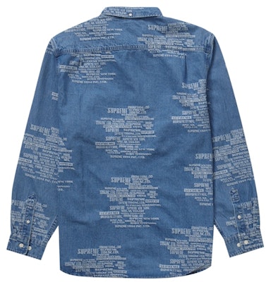 Supreme Trademark Jacquard Denim Shirt Washed Blue Order Supreme Trademark Jacquard Denim Shirt Washed Blue