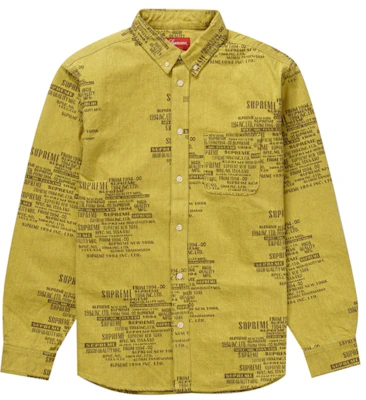 Supreme Trademark Jacquard Denim Shirt Washed Yellow Buy Supreme Trademark Jacquard Denim Shirt Washed Yellow